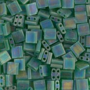 Miyuki tila 5x5mm beads - Matted transparent green ab TL-146FR